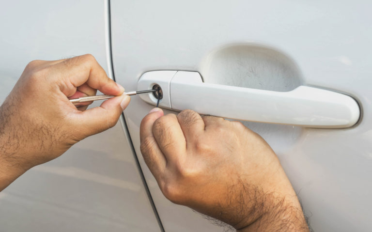 car door unlocking with lock pick automotive locksmith in bethlehem, pa.